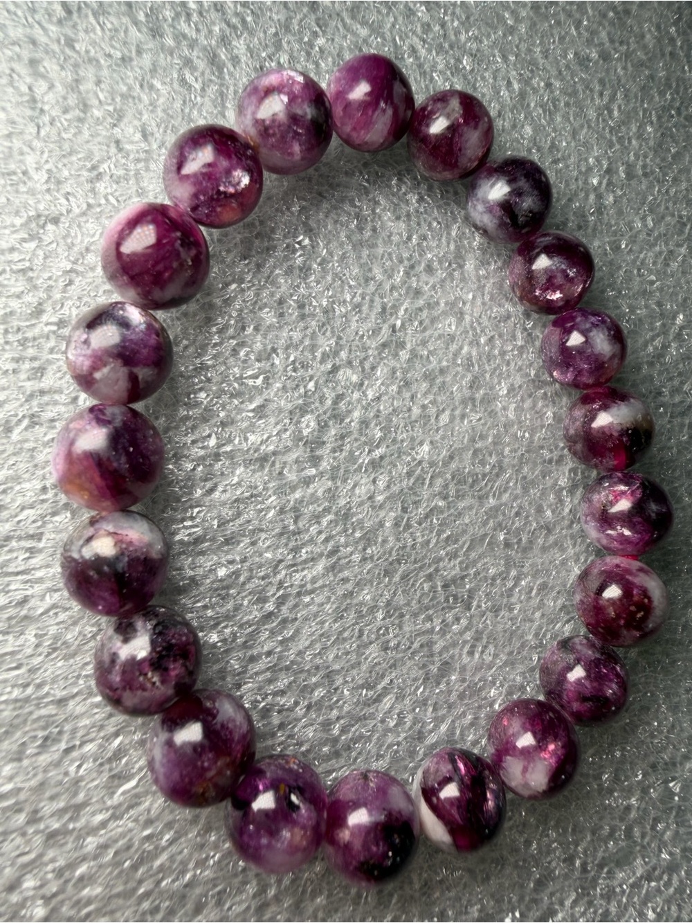 9MM Flashy Purple Lepidolite Natural Crystal Bracelet